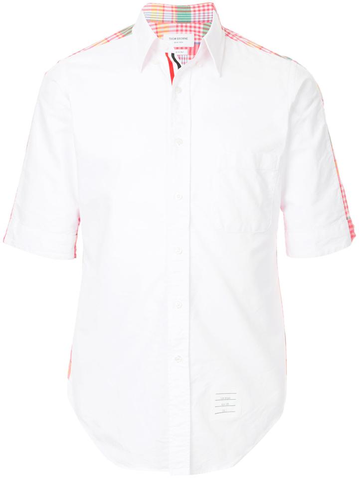 Thom Browne Bicolor Classic Point Collar Button Down Shirt With