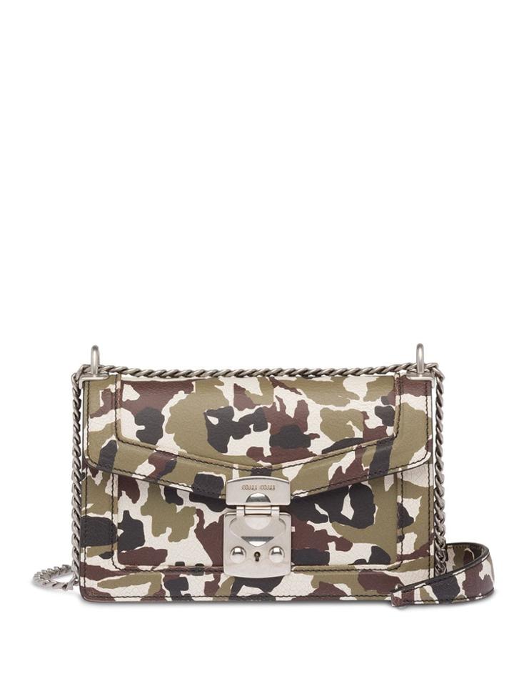 Miu Miu Craquelé Print Shoulder Bag - Green