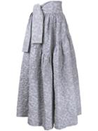 Jourden Tied Waistband Textured Skirt, Women's, Size: 36, Grey, Cotton/acrylic/polyamide/polyester