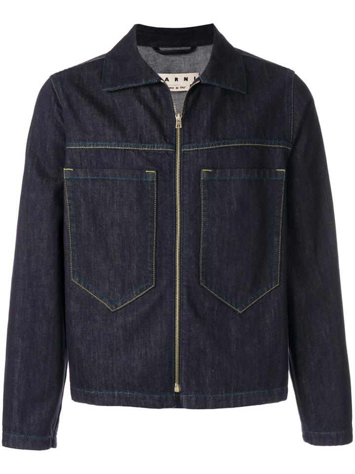 Marni Front Zip Denim Jacket - Blue