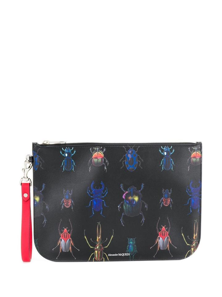 Alexander Mcqueen Beetle Printed Pouch - Black