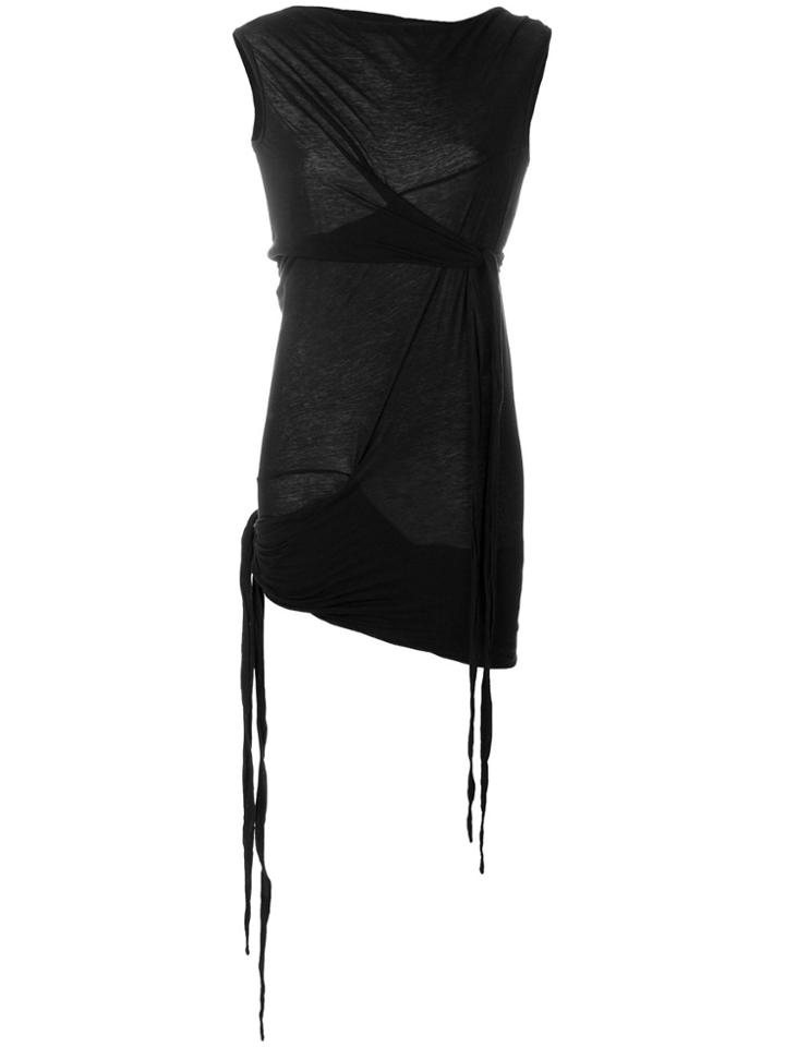 Rick Owens Drkshdw Gather And Tie Sleeveless Shirt - Black