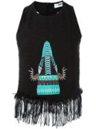 Msgm Fringed Embroidered Alligator Tank Top
