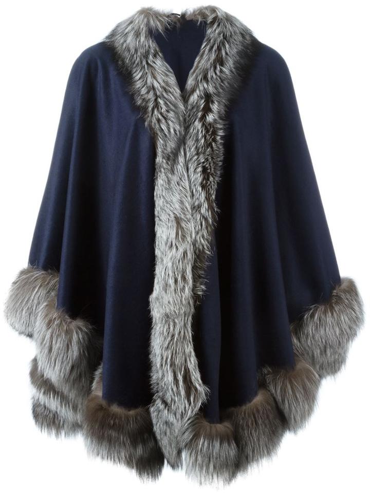 Liska Fox Fur Trim Cape