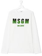Msgm Kids - Logo Print Top - Kids - Cotton - 14 Yrs, White