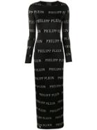 Philipp Plein Logo Print Maxi Dress - Black
