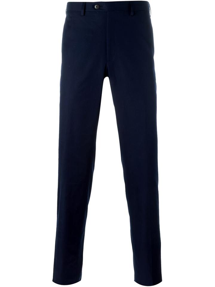 Brioni Tailored Trousers, Men's, Size: 56, Blue, Cotton