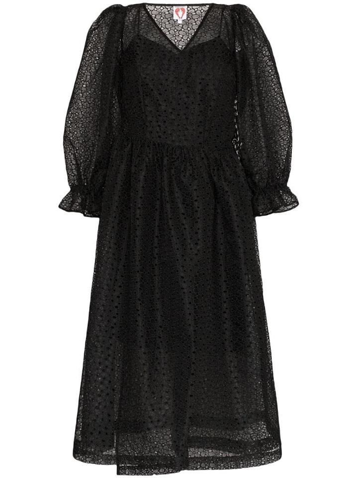 Shrimps Trinity Floral Mesh Dress - Black