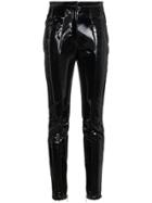 Balmain High Waisted Pvc Trousers - Black
