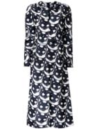 Nina Ricci 'cat' Print Dress, Women's, Size: 38, Black, Silk