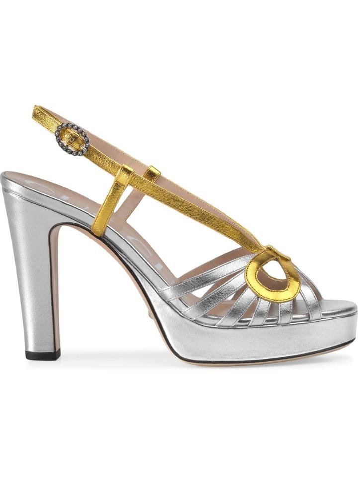 Gucci Metallic Leather Sandal - Silver