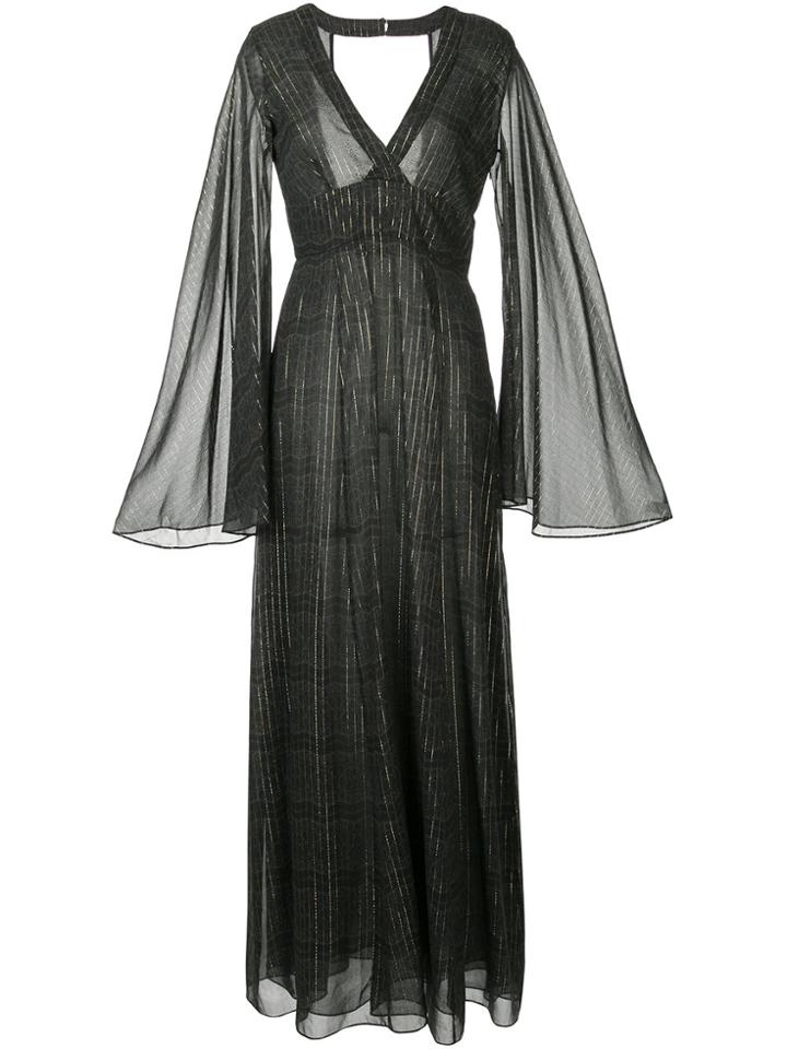 Dhela Printed And Metallic Threaded Dress - Black