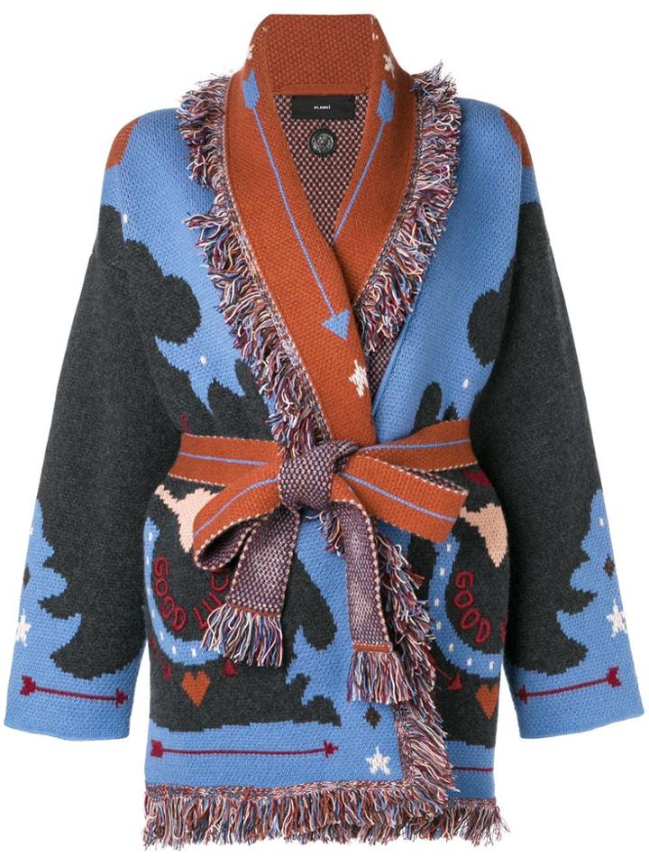 Alanui Knit Printed Robe Cardigan - Grey