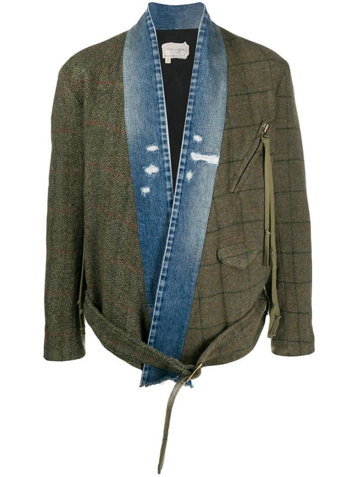 Greg Lauren Kimono Denim Tweed Jacket - Green