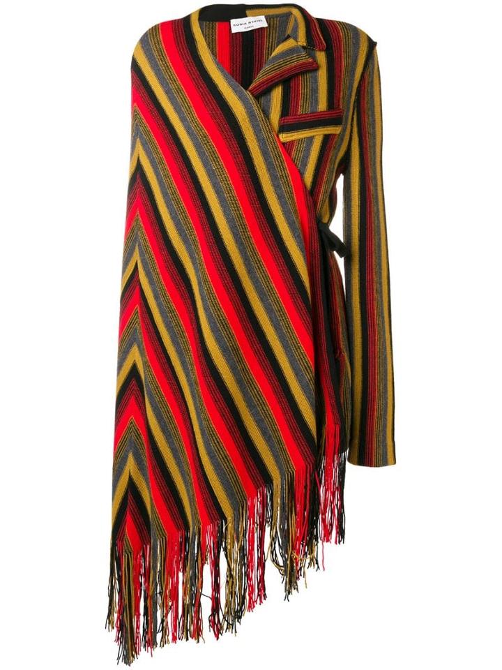 Sonia Rykiel Asymmetric Striped Cardigan - Brown