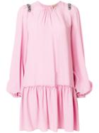 No21 - Gemstone Shoulder Detail Dress - Women - Silk/acetate - 42, Pink/purple, Silk/acetate
