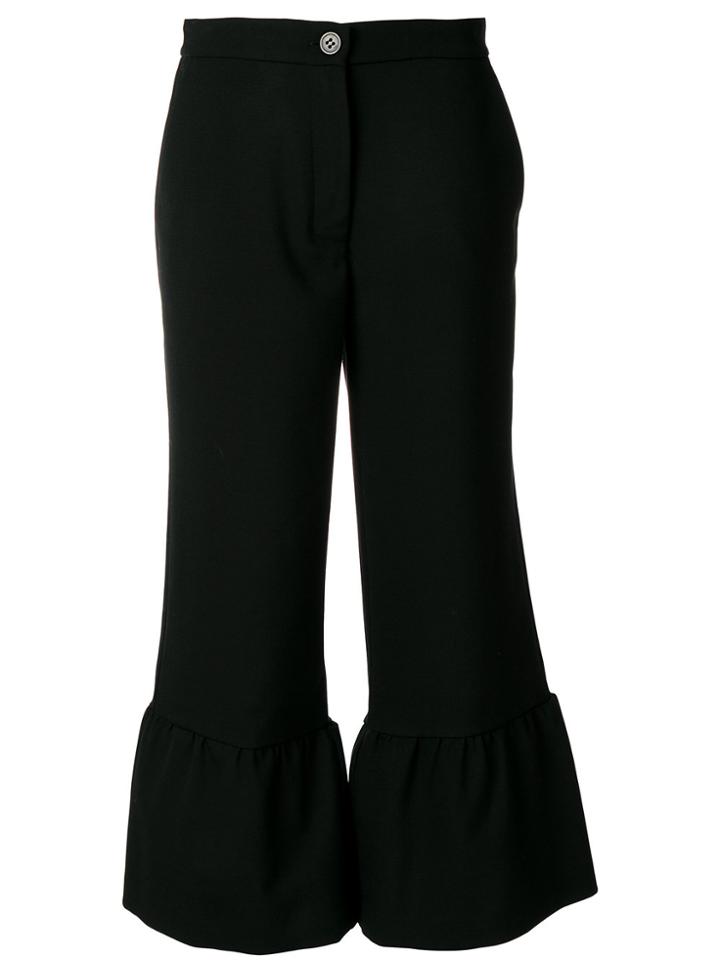 Erika Cavallini Peplum Hem Cropped Trousers - Black