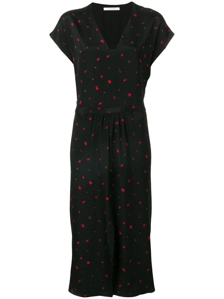 Chinti & Parker Strawberry Print Midi Dress - Black