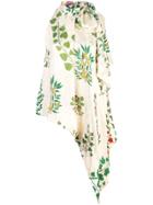 Oscar De La Renta Floral Bow Tie Blouse - White