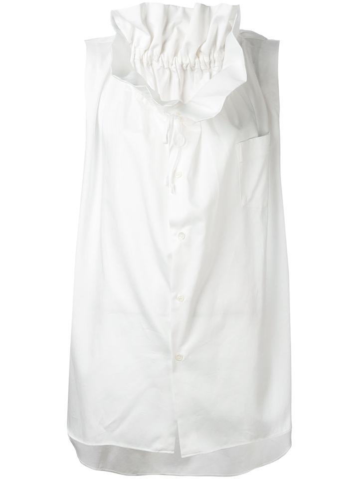 Comme Des Garçons - Pleated Collar Sleeveless Shirt - Women - Cotton - Xs, White, Cotton