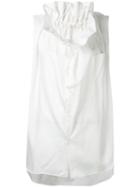 Comme Des Garçons - Pleated Collar Sleeveless Shirt - Women - Cotton - Xs, White, Cotton