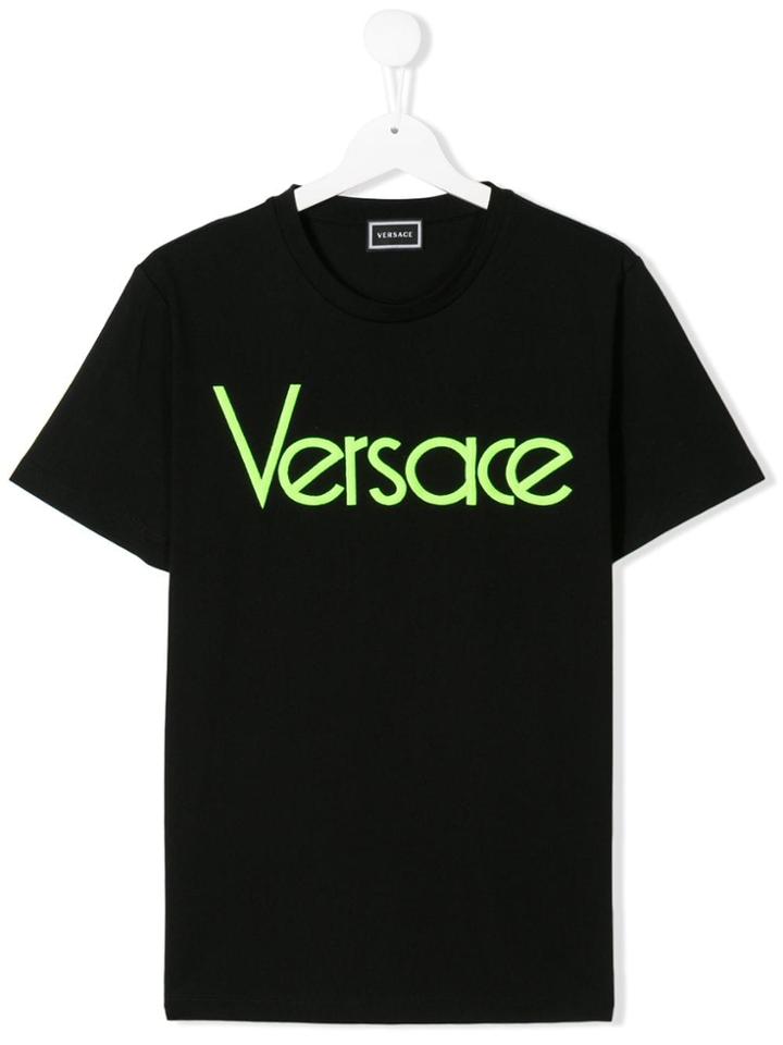 Young Versace Teen Printed Cotton T-shirt - Black