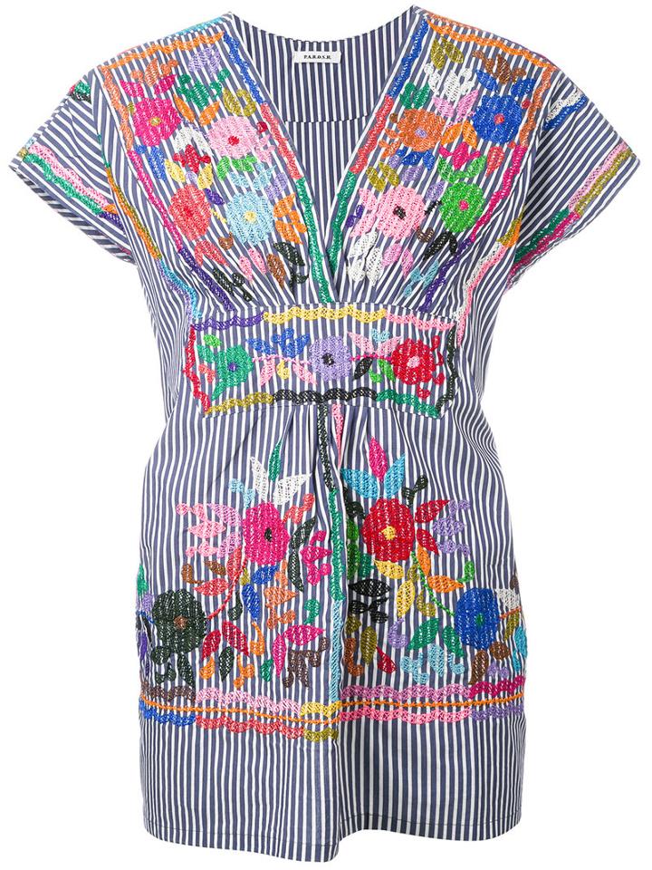 P.a.r.o.s.h. - Camitry Tunic - Women - Cotton/polyamide/spandex/elastane - L, Blue, Cotton/polyamide/spandex/elastane