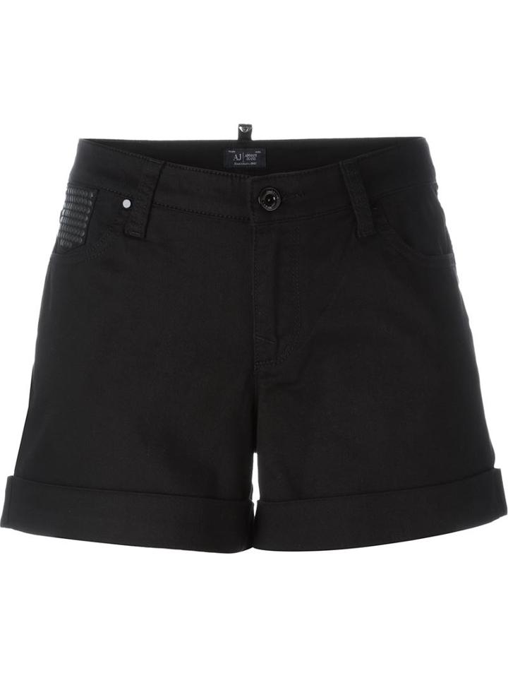 Armani Jeans Cuffed Shorts, Women's, Size: 29, Black, Cotton/spandex/elastane