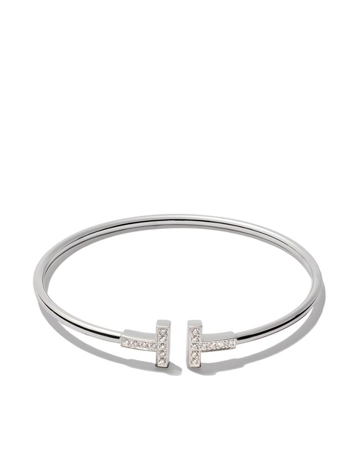 Tiffany & Co 18kt White Gold Tiffany T Wire Diamond Cuff - Metallic