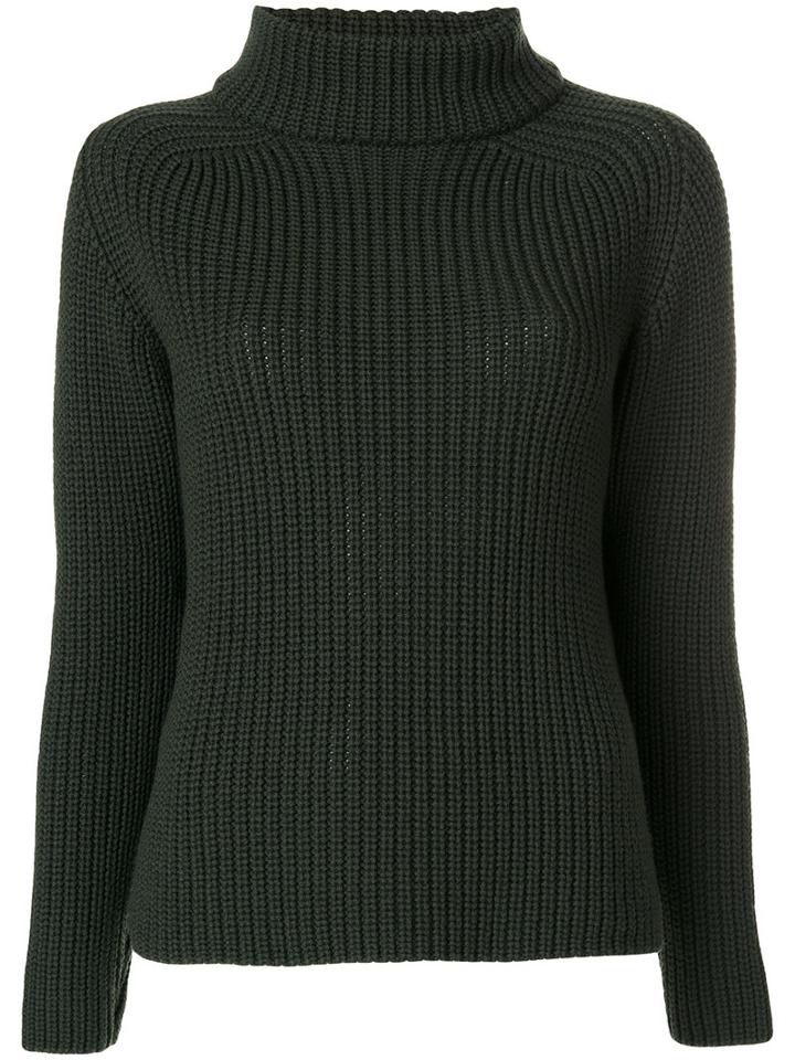 Odeeh - Turtleneck Ribbed Jumper - Women - Virgin Wool - 40, Green, Virgin Wool