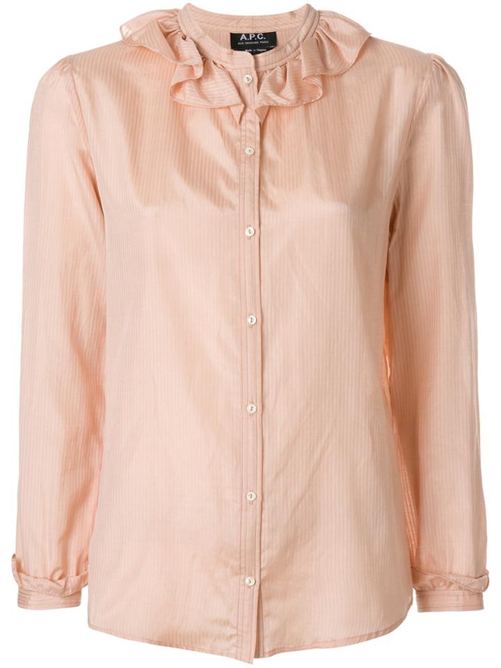 A.p.c. Ruffled Neck Shirt - Pink & Purple