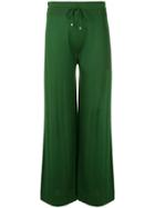 Barrie Lace Trim Wide Leg Joggers - Green