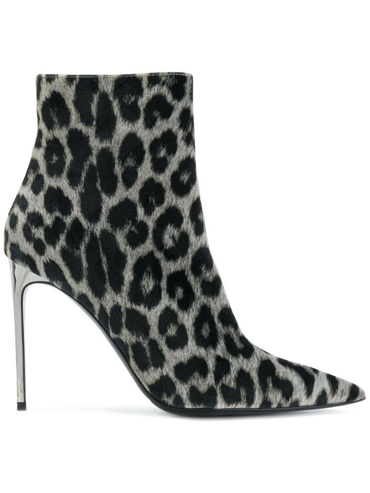 Stella Mccartney Leopard Pattern Stiletto Boots - Black