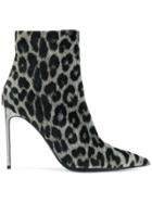 Stella Mccartney Leopard Pattern Stiletto Boots - Black