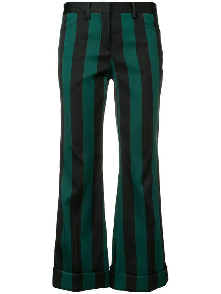 Nº21 Striped Cropped Trousers - Black
