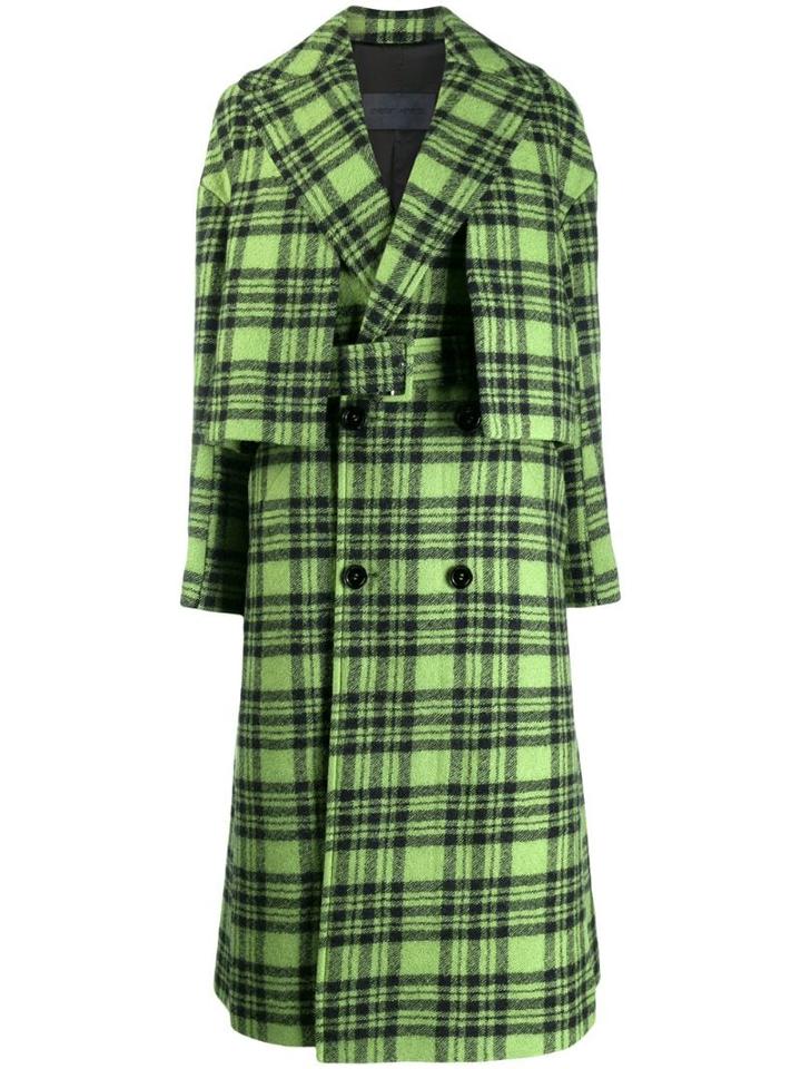 Christian Wijnants Checked Double-breasted Coat - Green