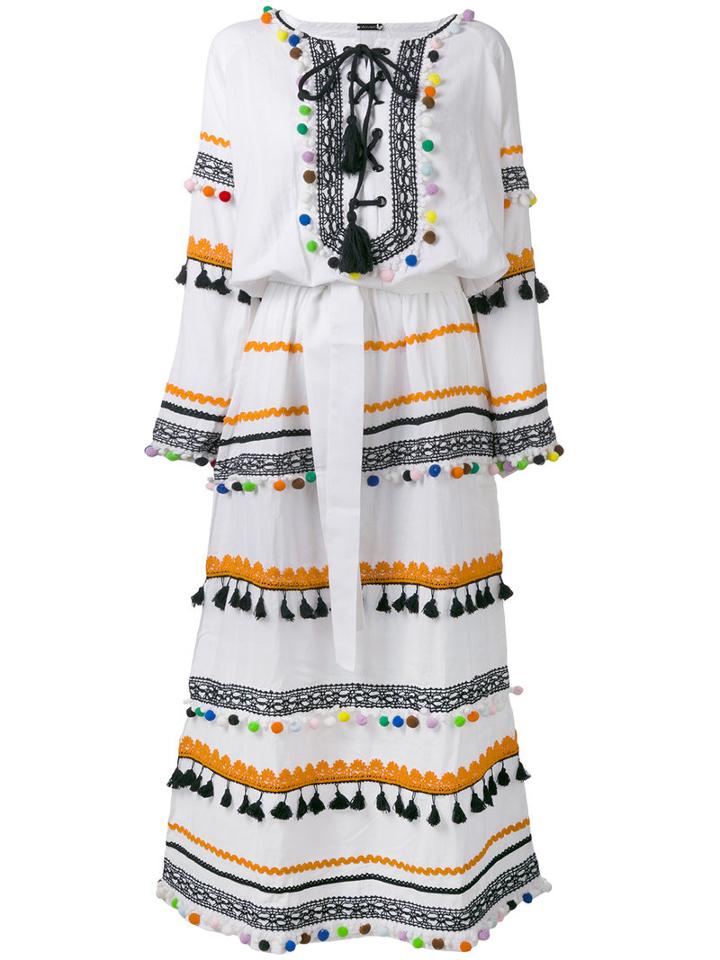 Dodo Bar Or - Pom-pom Fringe Maxi Dress - Women - Cotton - L, White, Cotton
