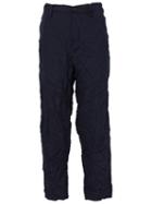 Yohji Yamamoto Wrinkled Loose Fit Trousers, Men's, Size: 4, Blue, Polyester/rayon