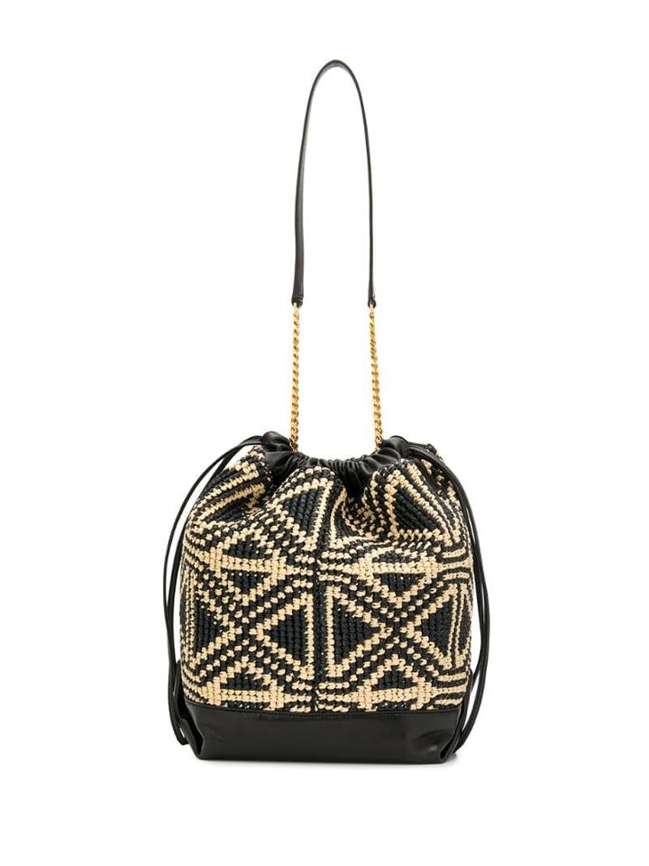 Saint Laurent Teddy Folk Raffia Pouch - Black