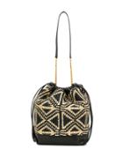 Saint Laurent Teddy Folk Raffia Pouch - Black