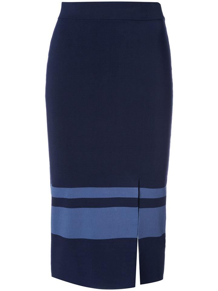 Jonathan Simkhai - Side Slit Straight Skirt - Women - Nylon/spandex/elastane/rayon - Xs, Blue, Nylon/spandex/elastane/rayon