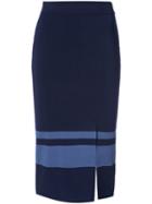 Jonathan Simkhai - Side Slit Straight Skirt - Women - Nylon/spandex/elastane/rayon - Xs, Blue, Nylon/spandex/elastane/rayon