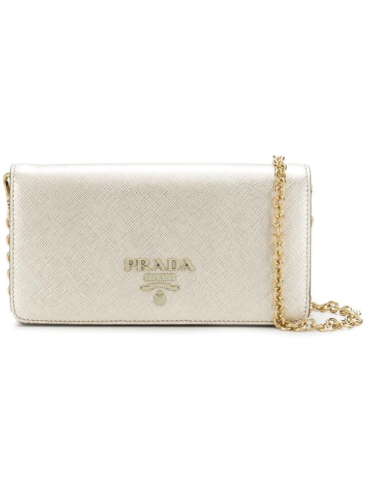 Prada Monogram Chain Wallet - Metallic