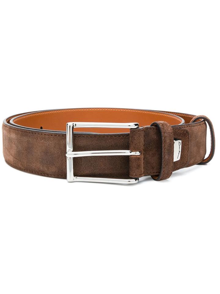 Santoni Large Buckle Belt - Brown