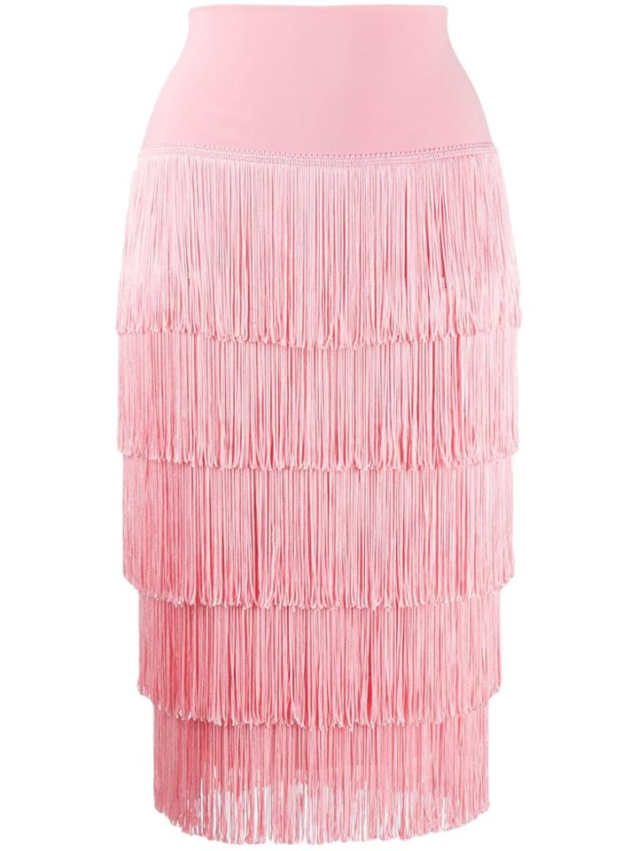 Norma Kamali Fringed Skirt - Pink
