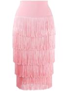 Norma Kamali Fringed Skirt - Pink