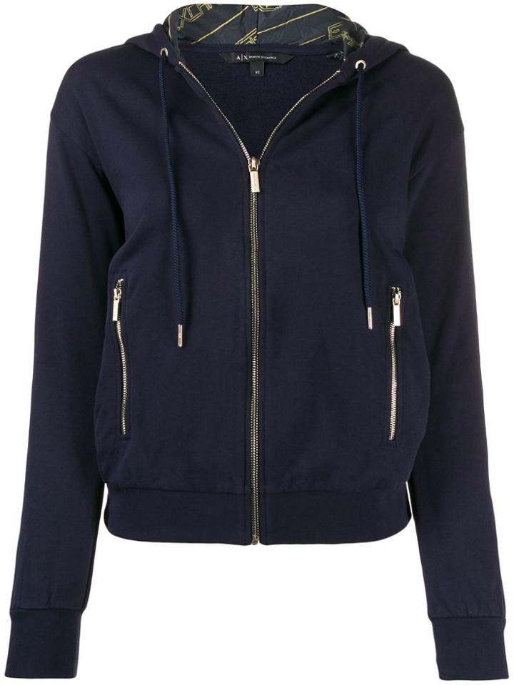 Armani Exchange Zipped Bomber Jacket - Blue