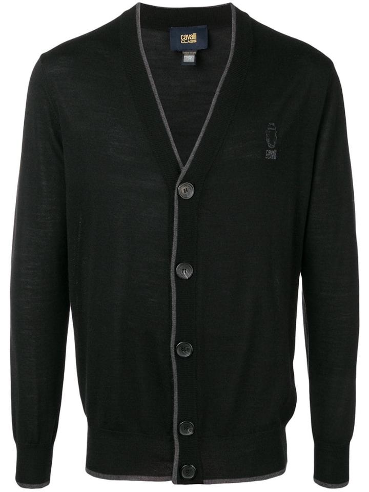 Cavalli Class V-neck Button Cardigan - Black