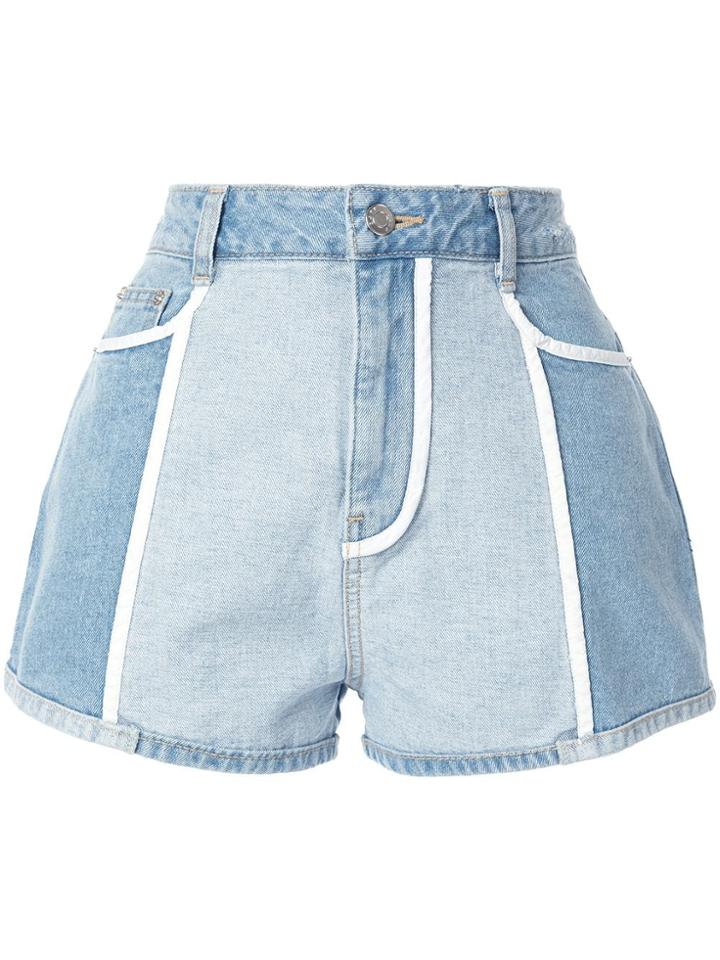 Sjyp White Lined Denim Shorts - Blue