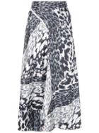 Victoria Beckham Leopard Print Asymmetric Skirt - Blue